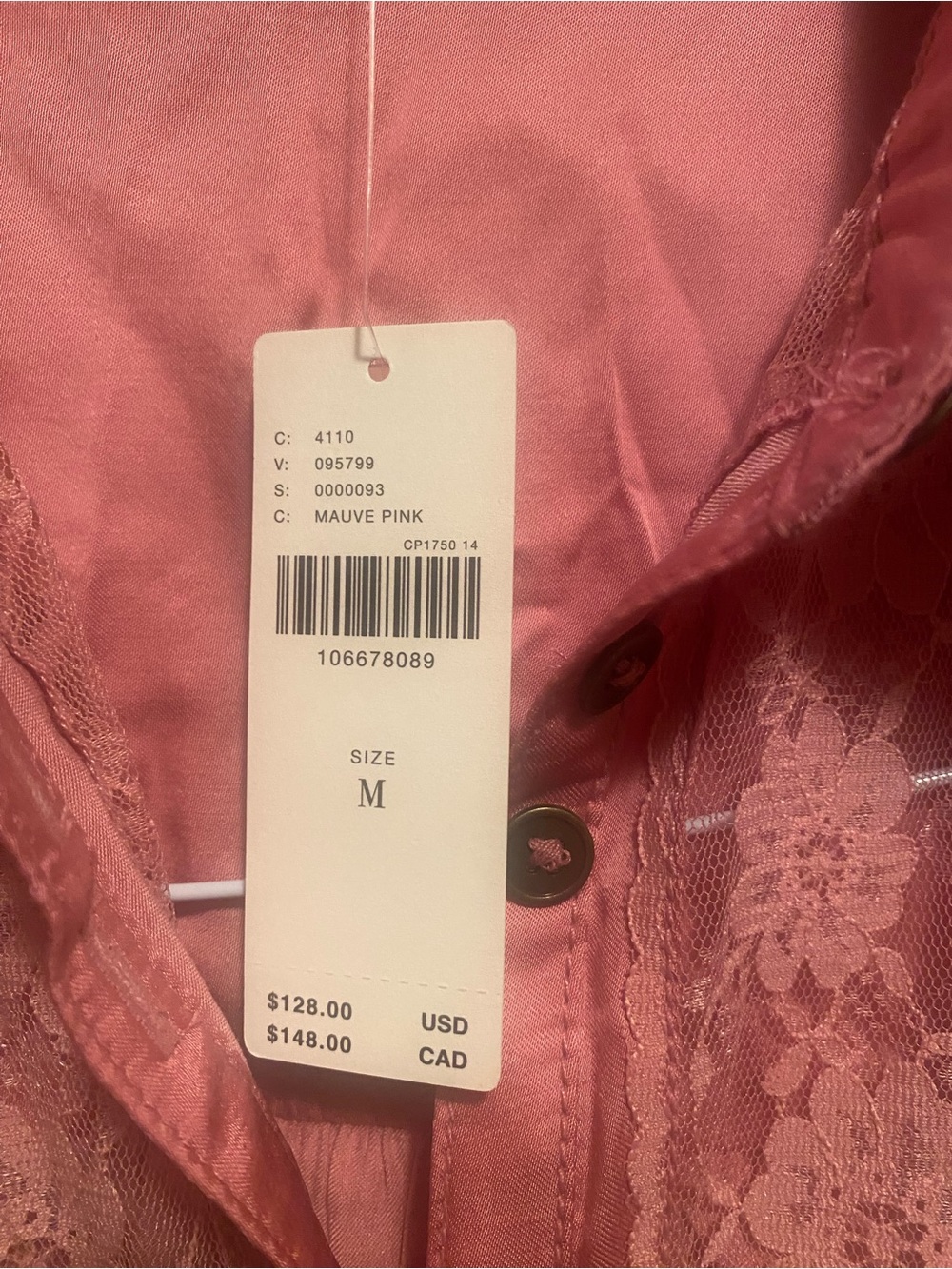 NWT Anthropologie Mauve Pink Lace Batwing Blouse M - Picture 6 of 11